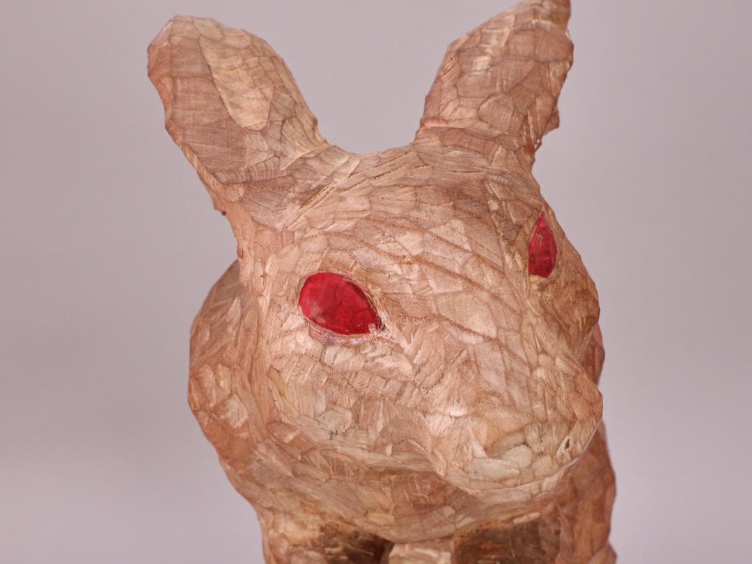 BK202　本物保証　辻志郎作 木彫り 卯　兎 高さ約41cm 置物 オブジェ