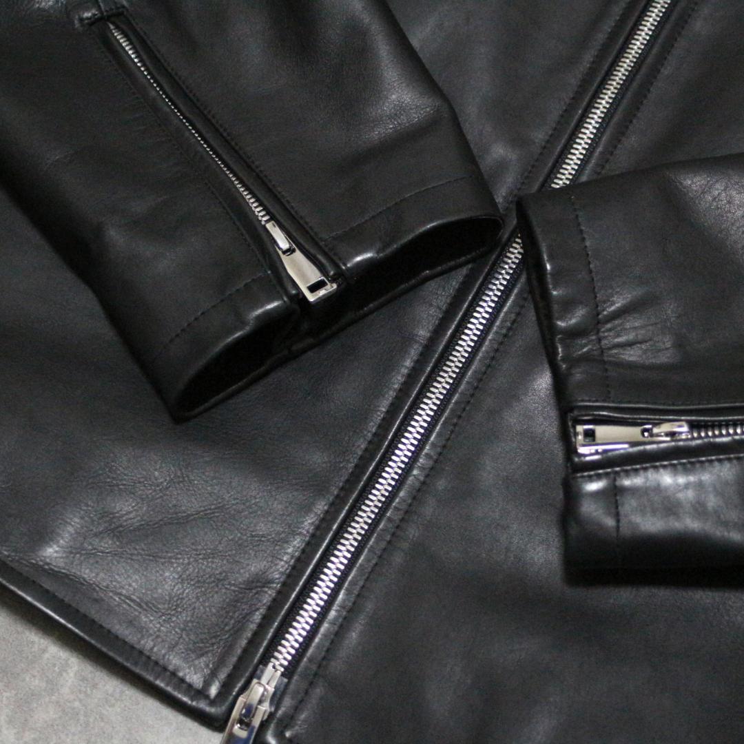 美品 大きいサイズ 9.9万円 Theory レザージャケットメンズ XXL 黒