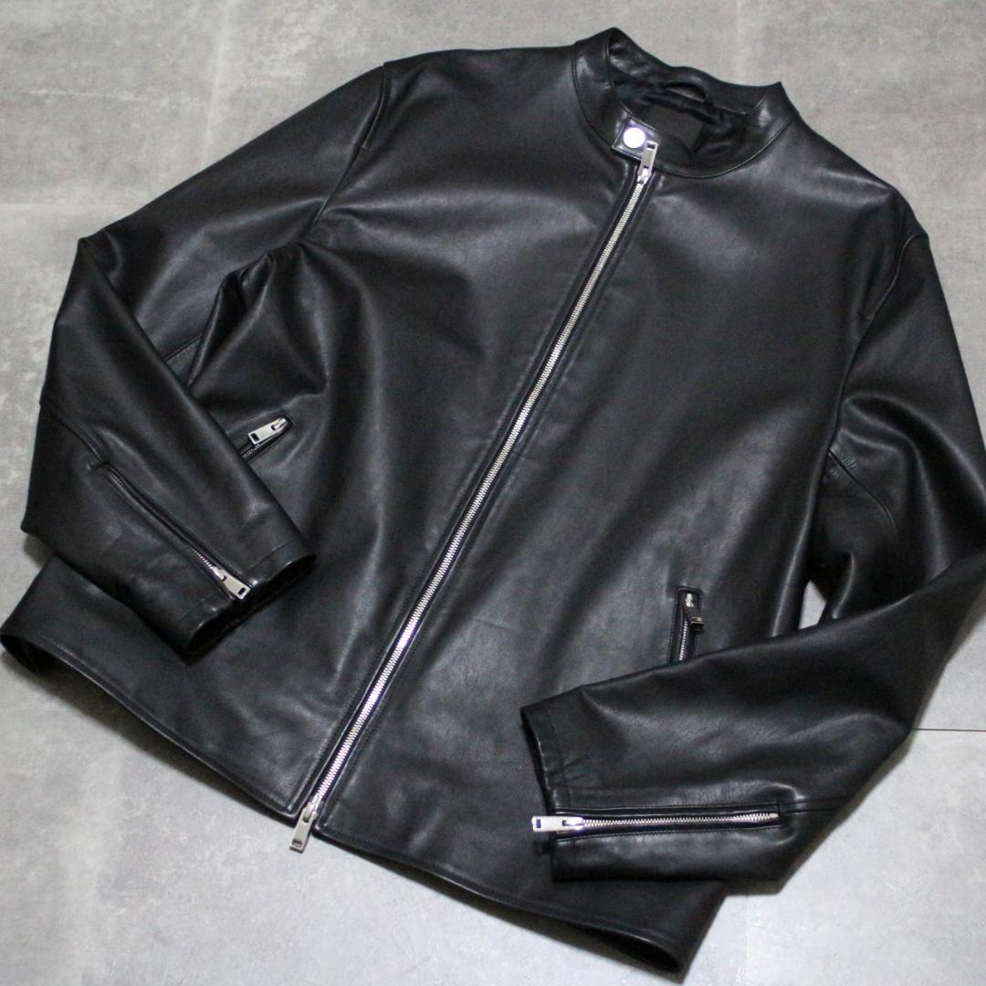 美品 大きいサイズ 9.9万円 Theory レザージャケットメンズ XXL 黒