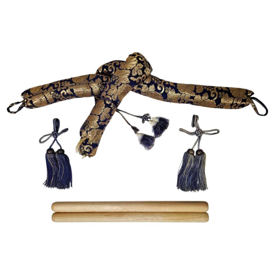 【希少】本欅 宮太鼓 1尺×1尺3寸 堀田新五郎 台バチ付 銘板 長胴太鼓