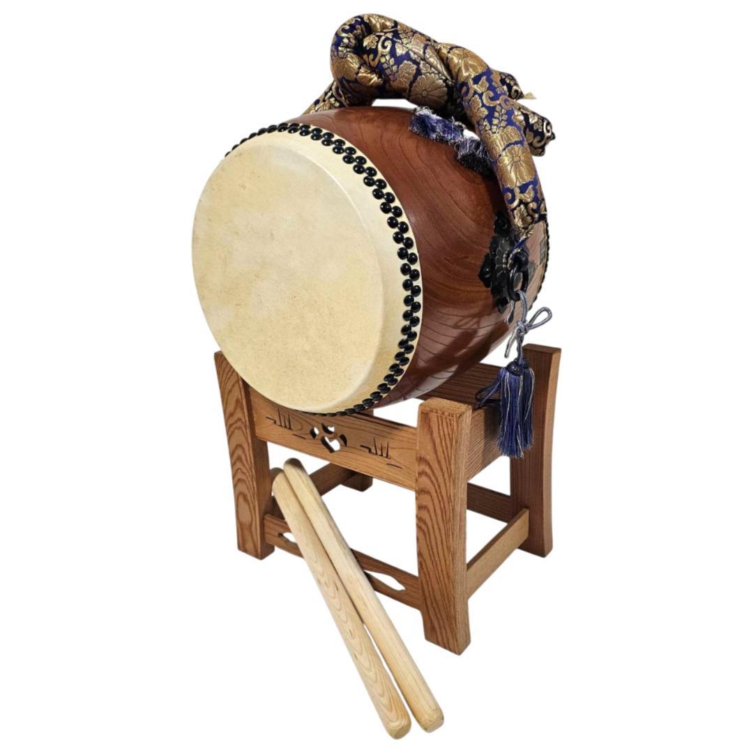 【希少】本欅 宮太鼓 1尺×1尺3寸 堀田新五郎 台バチ付 銘板 長胴太鼓