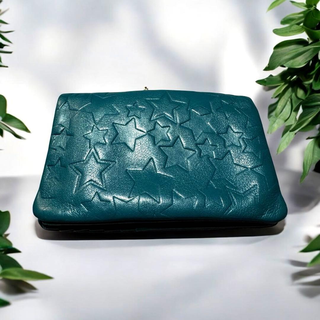 美品 ANNA SUI アナスイ プレイングキャット がま口 財布 ターコイズ