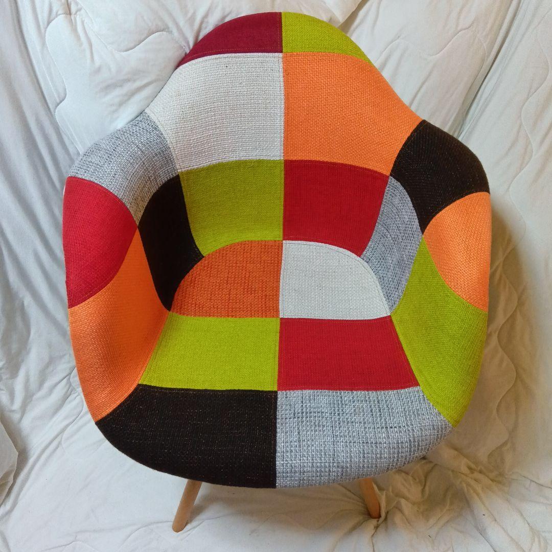 パッチワークデザイン ラウンジチェアー 多色 赤系