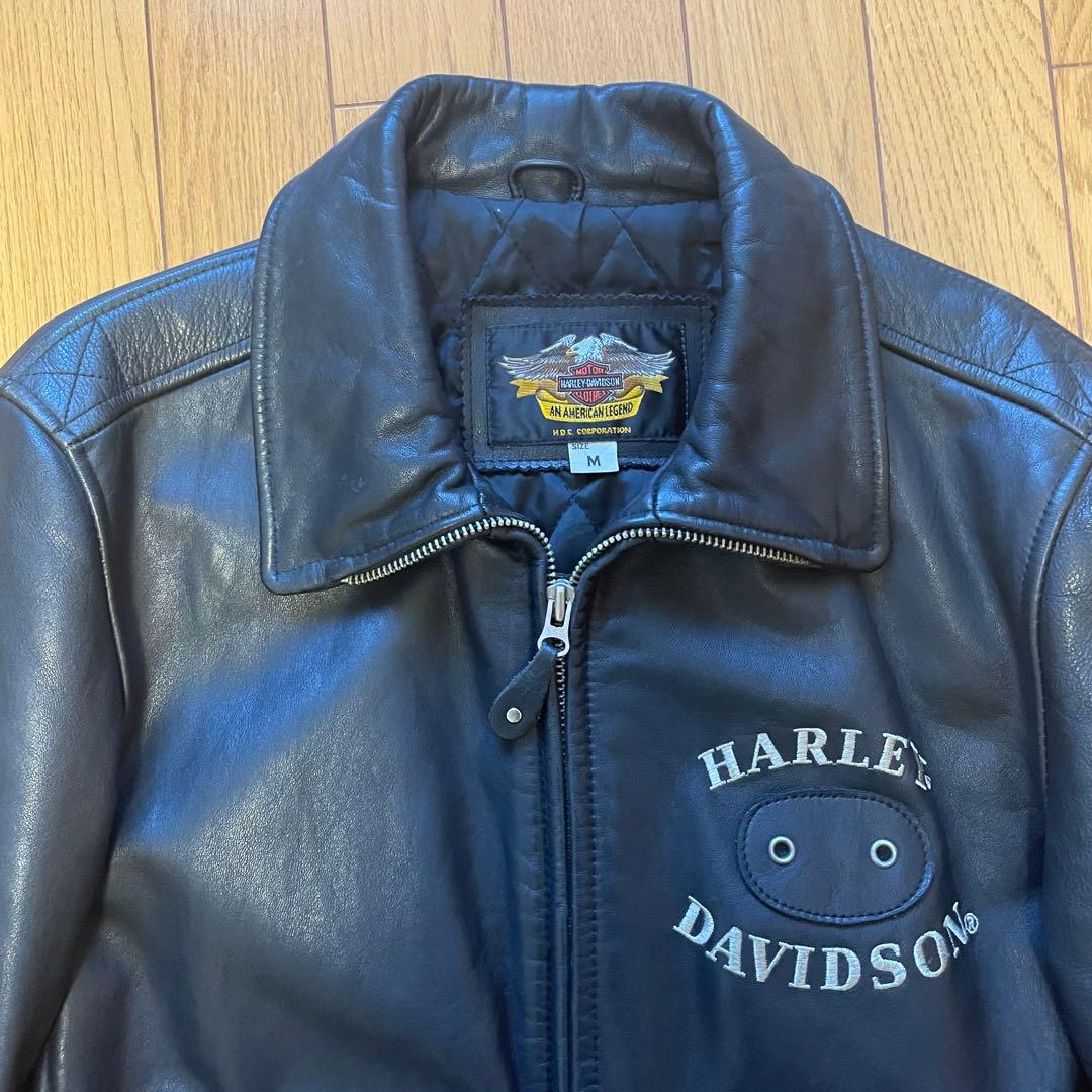 【レア　人気】　ハーレー　革ジャン　レザージャケット　Mサイズ　ファイヤー　刺繍