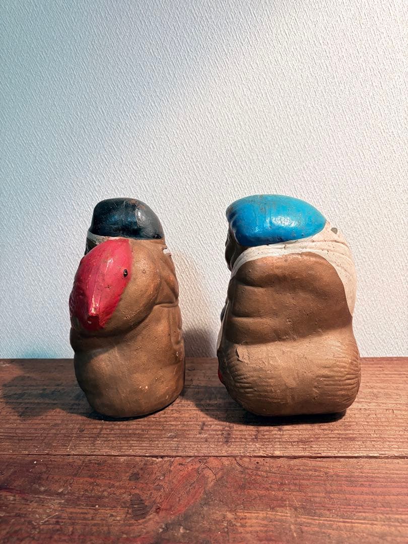 恵比寿大黒 貯金箱 縁起物 置物 骨董 七福神 陶製 2体セット 古道具