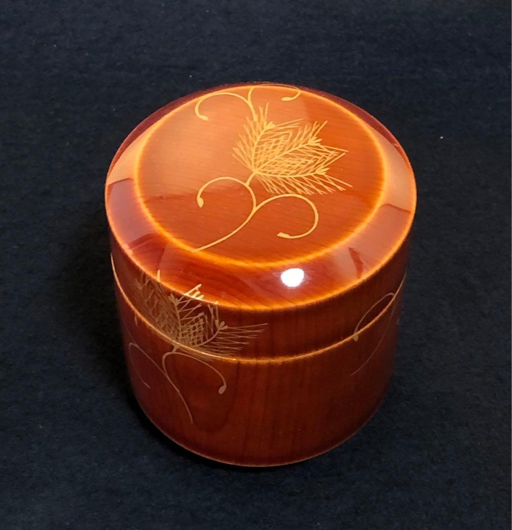 《R》春慶塗 雪吹 松唐草蒔絵 棗 塗師 聡春 共箱　260114き3