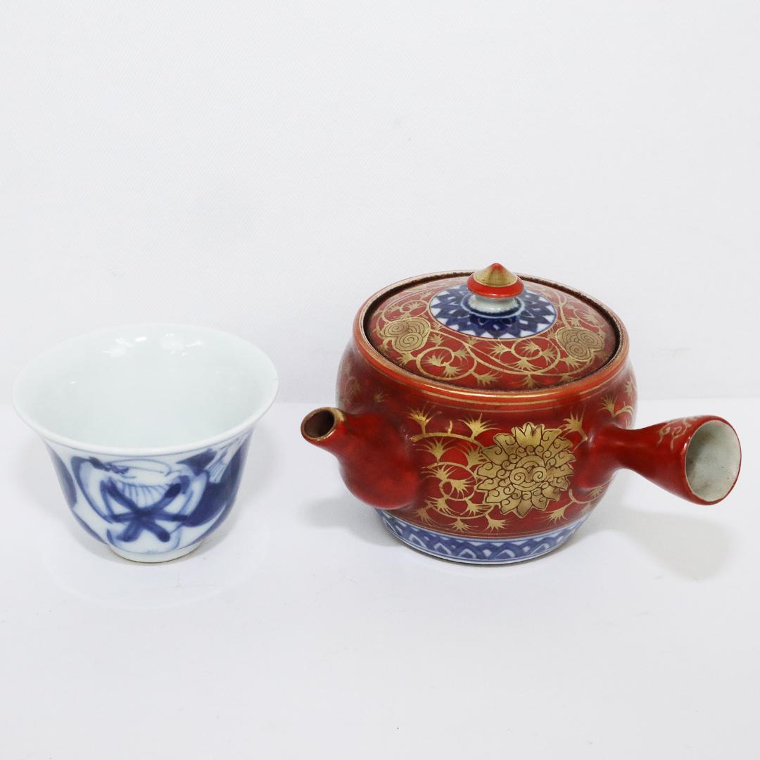 大日本永楽造 急須 湯呑み5客 セット 金彩 染付