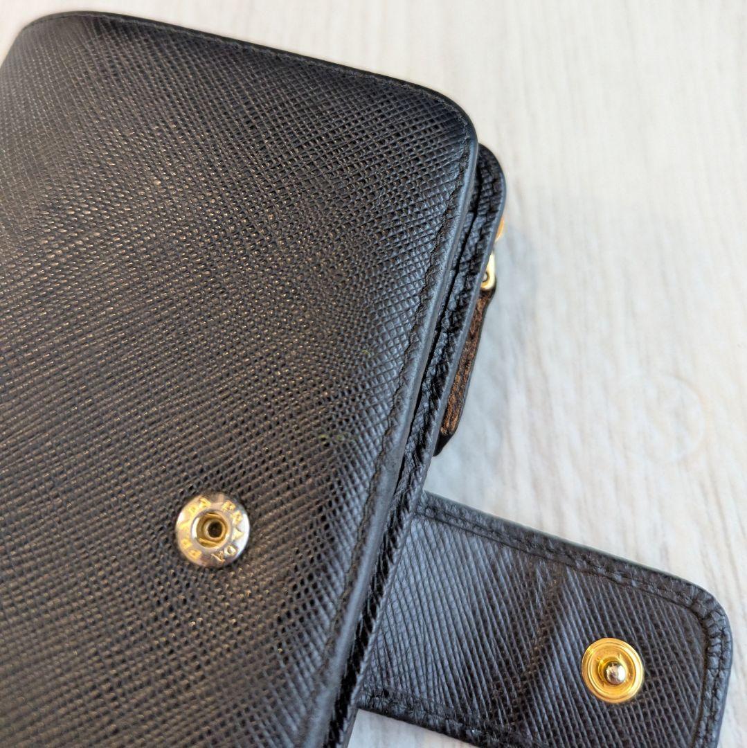 PRADA サフィアーノ 二つ折り財布 黒 1ML225 ギャランティ付