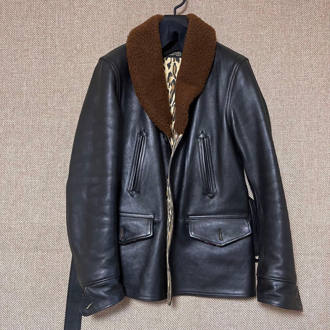 【美品】WAKOMARIA ギャングコート レザー ボア付き ライダース