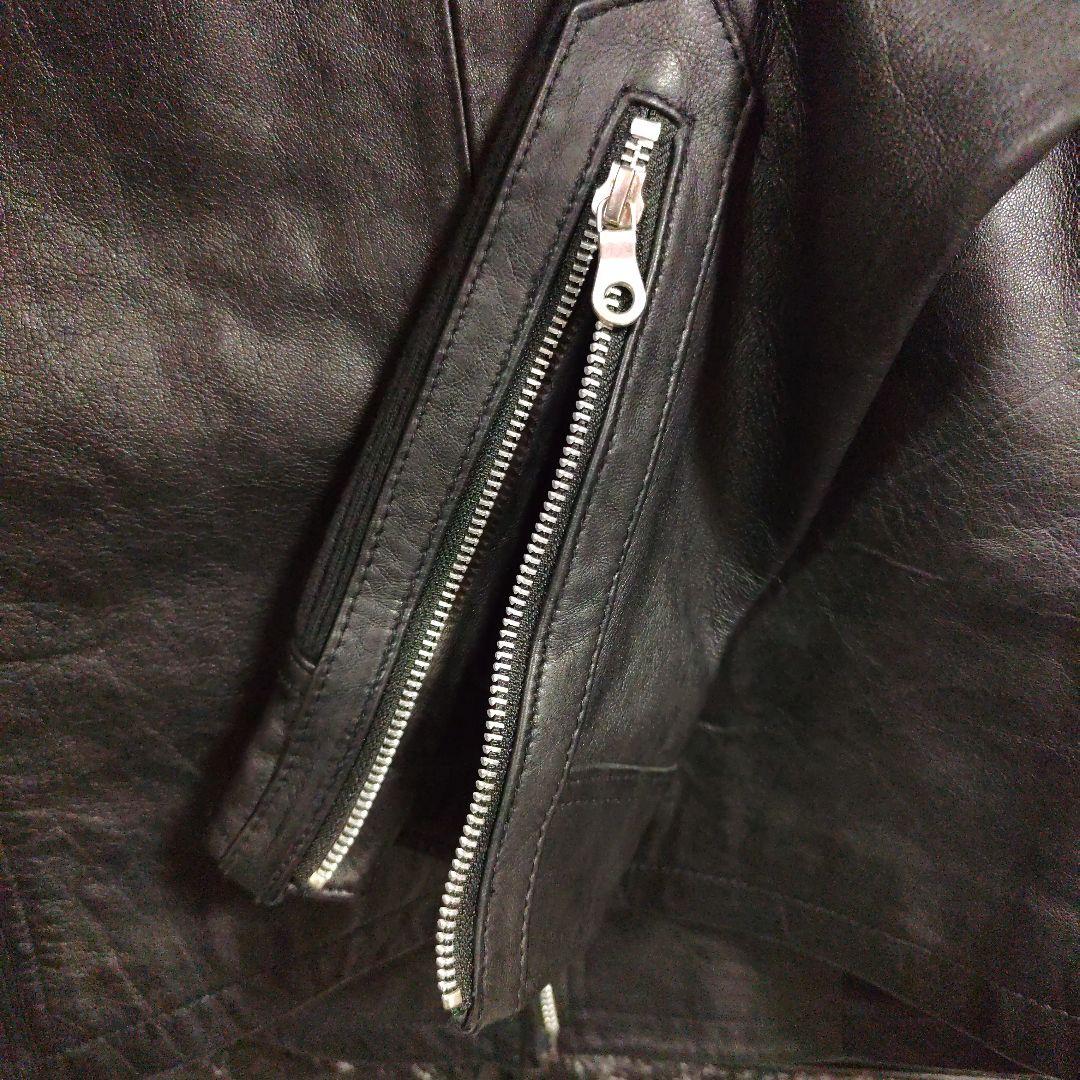 美品ノーアイディー黒ラムレザー シングルフード付きライダースジャケットＳ２完売品