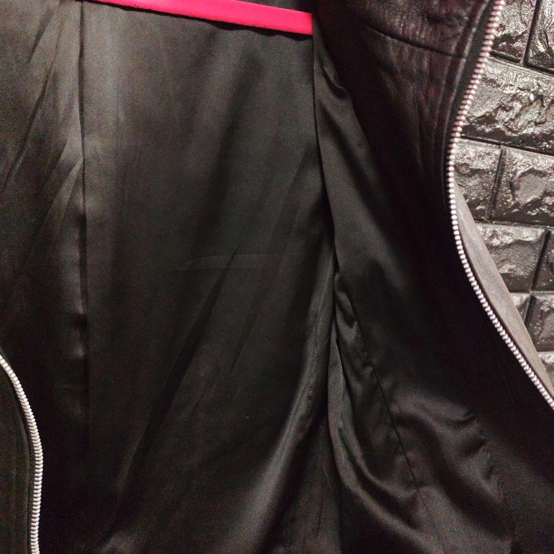 美品ノーアイディー黒ラムレザー シングルフード付きライダースジャケットＳ２完売品