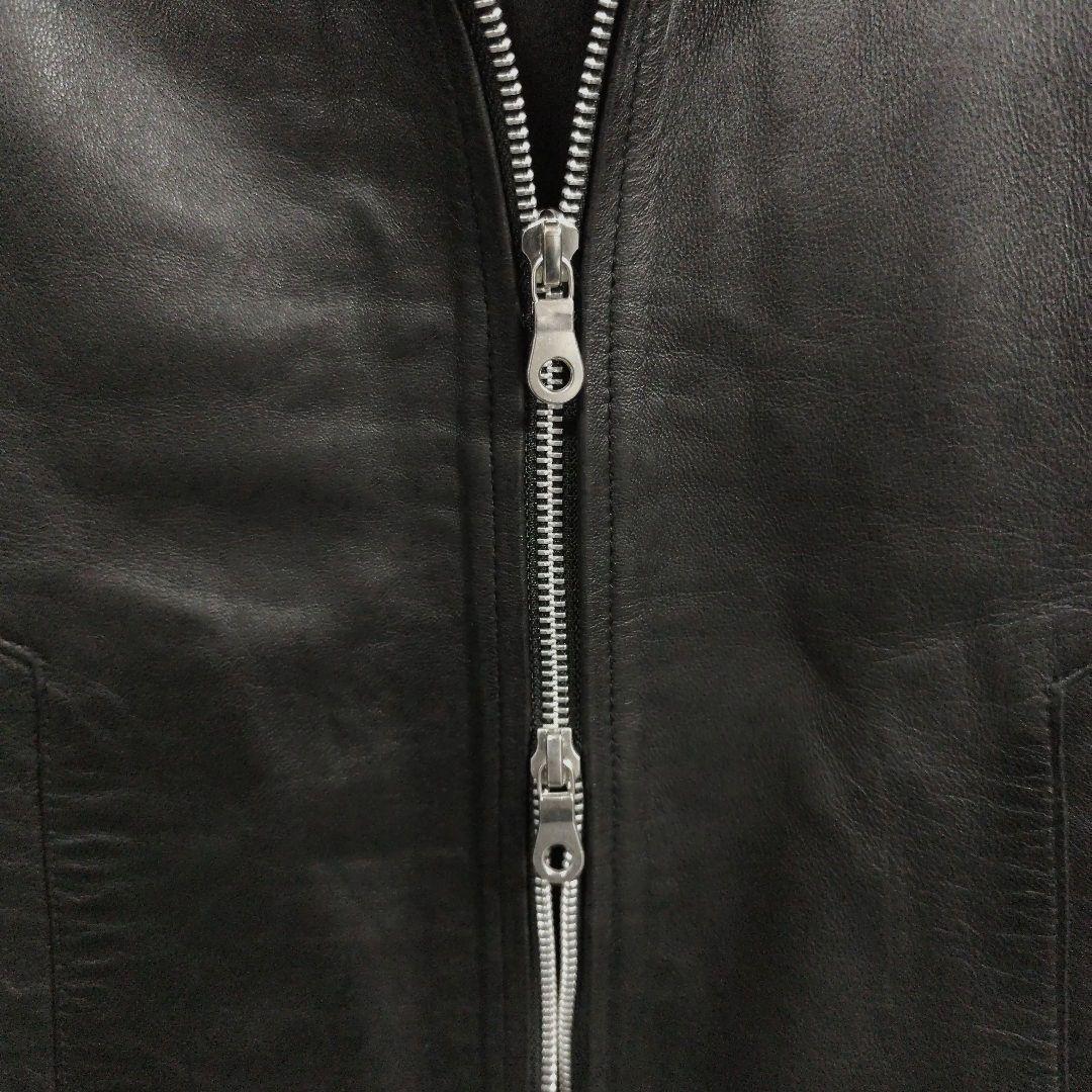 美品ノーアイディー黒ラムレザー シングルフード付きライダースジャケットＳ２完売品