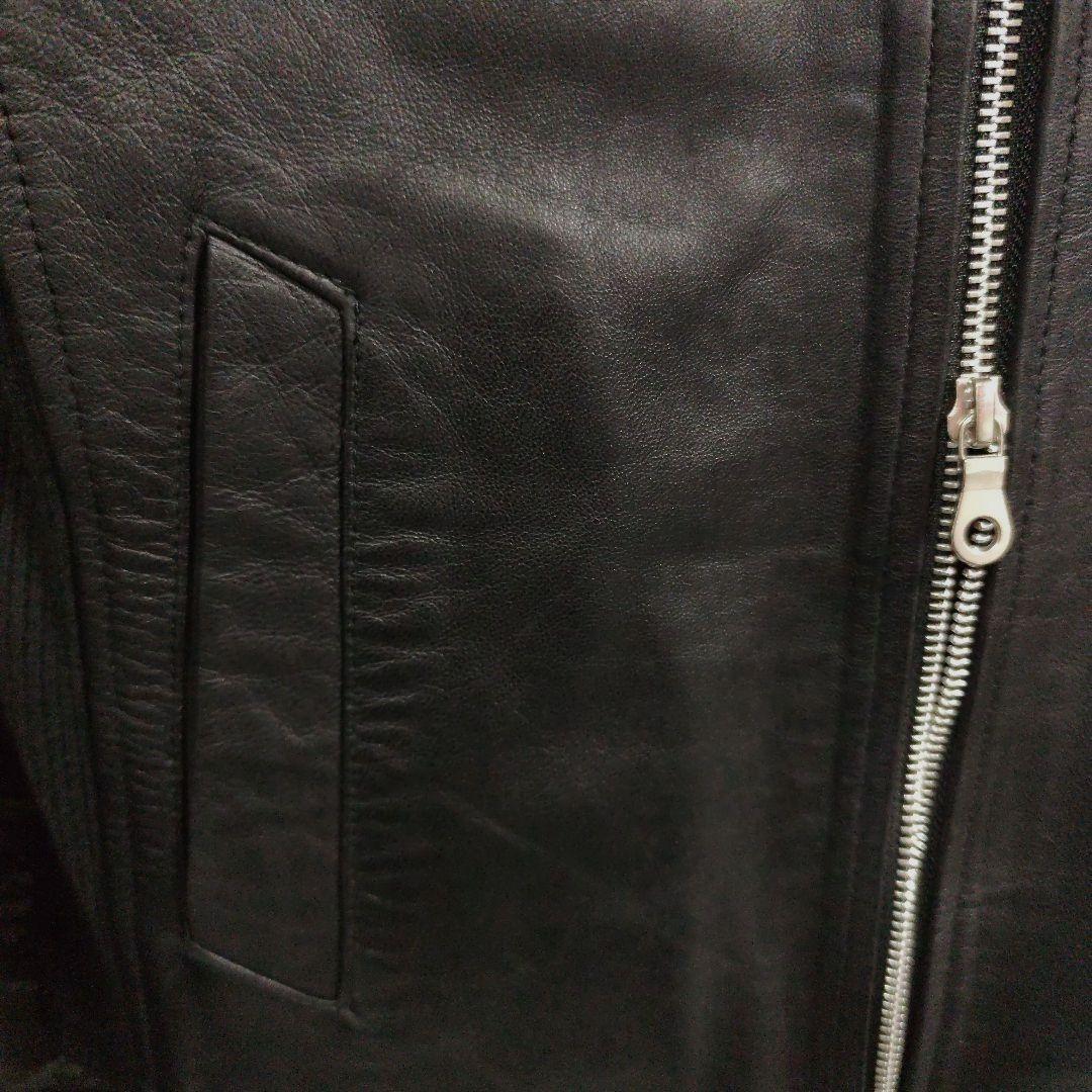 美品ノーアイディー黒ラムレザー シングルフード付きライダースジャケットＳ２完売品