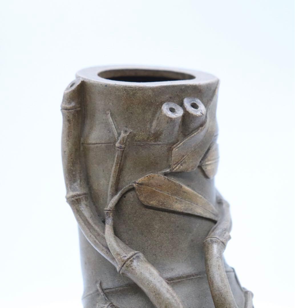 中国　黄泥竹型筆入　在銘　送料込み1117