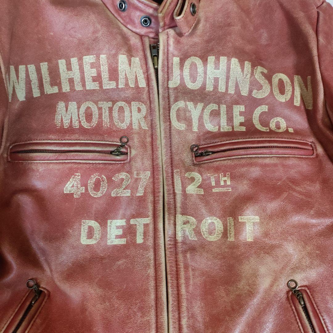 M*n様 レア　良品　ドッグファイト レザーシングルライダース　レッド　ダメージ