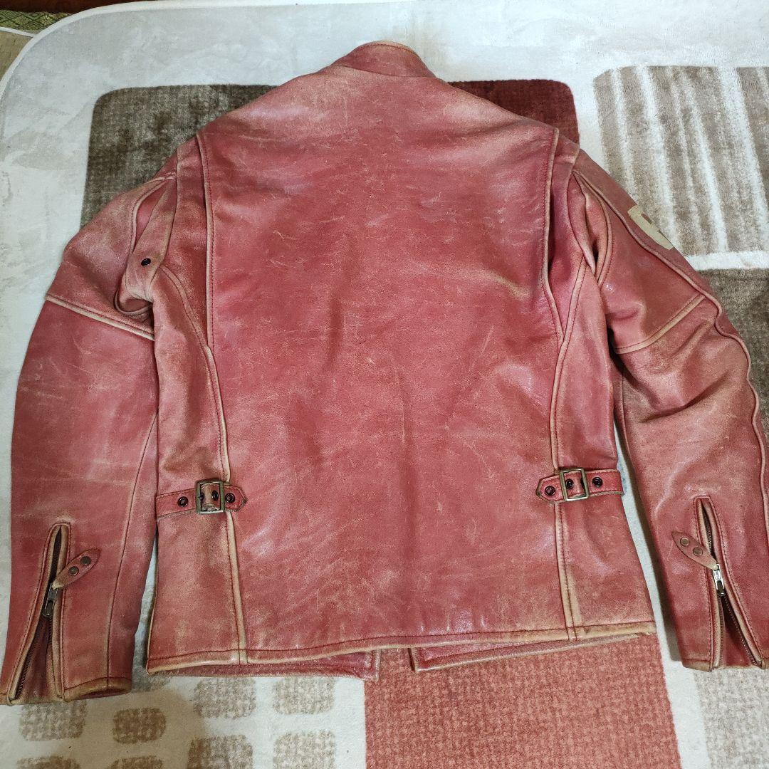 M*n様 レア　良品　ドッグファイト レザーシングルライダース　レッド　ダメージ