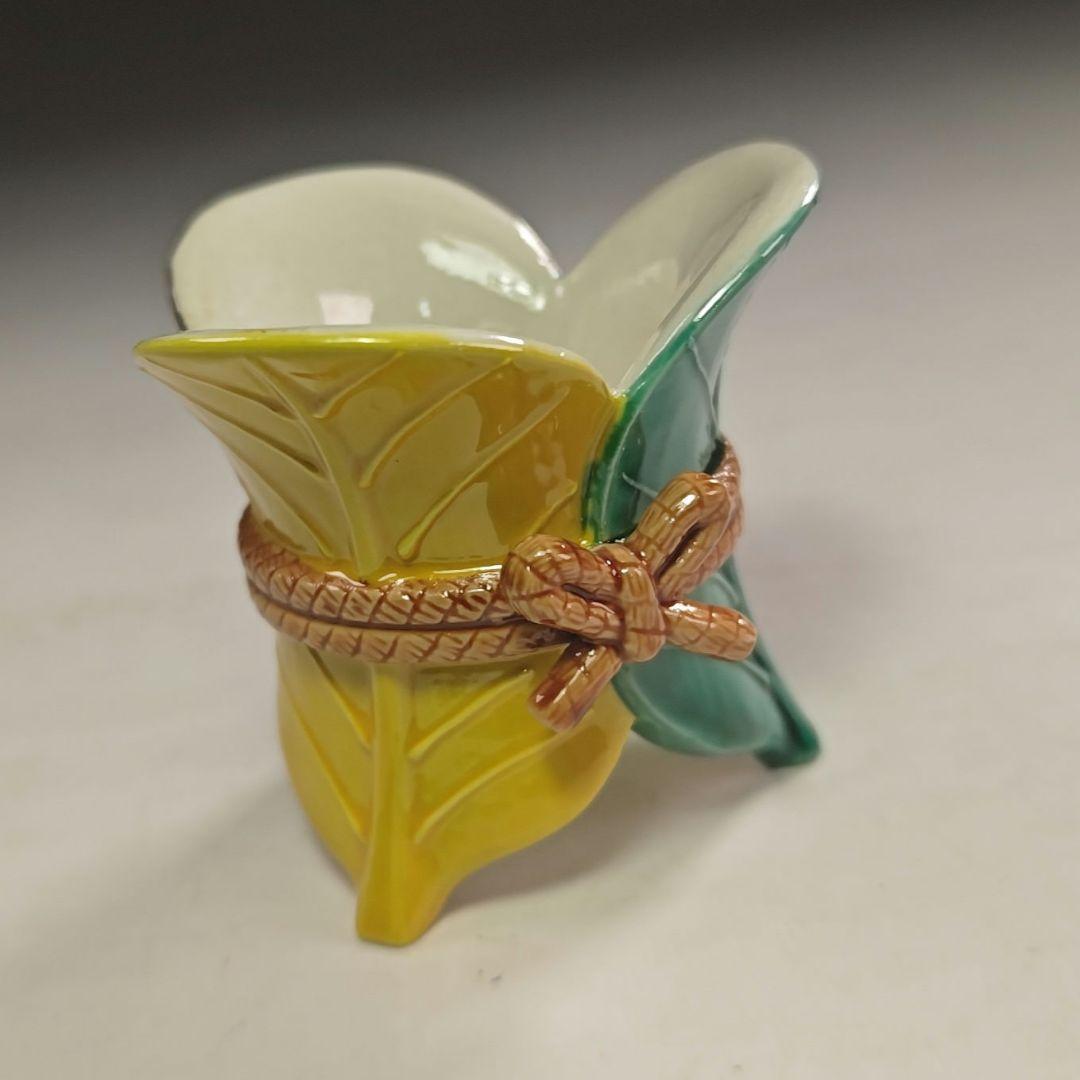 ウ270 蓋置『中村翠嵐』『交趾焼　三ツ葉　蓋置　共箱』茶道具