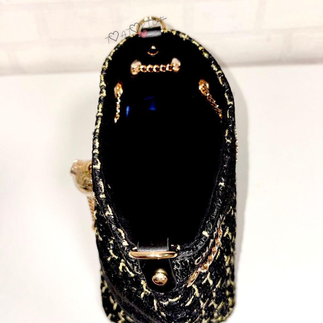 ❤CHANEL❤ブラックラメ巾着ショルダーバッグゴールドチェーン