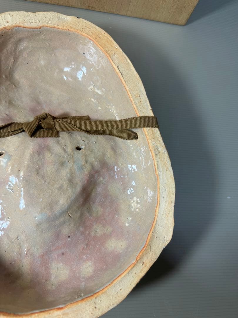 2333 萩焼　長州萩　東光寺窯　二代 中野霓林作　お面  お多福　置物　未使用