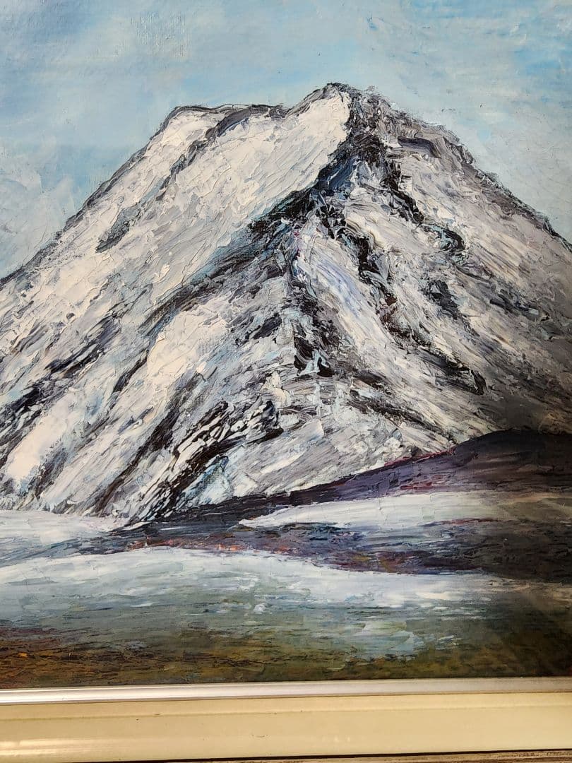 油絵■富士山風景画　額縁付き