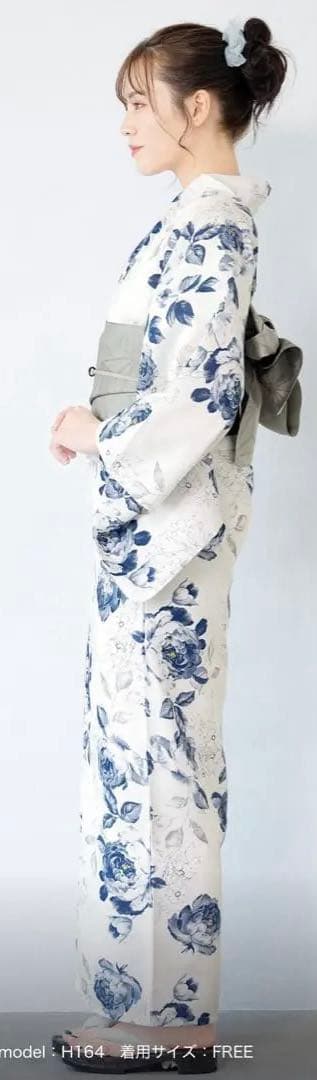 創美苑　新二部式　浴衣４点セット （浴衣＋帯＋下駄＋帯用マジックベルト付き）