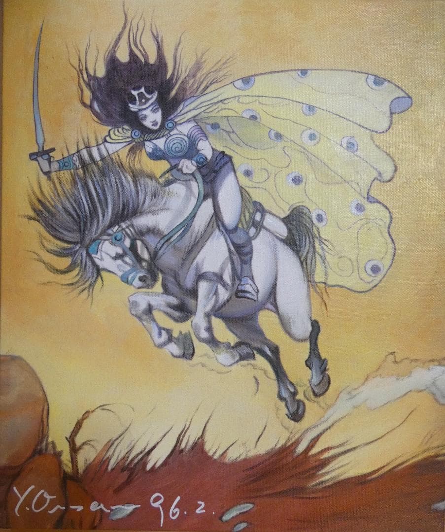 油絵　額付き　天野喜孝　 F8 【　人物　】手描き　肉筆