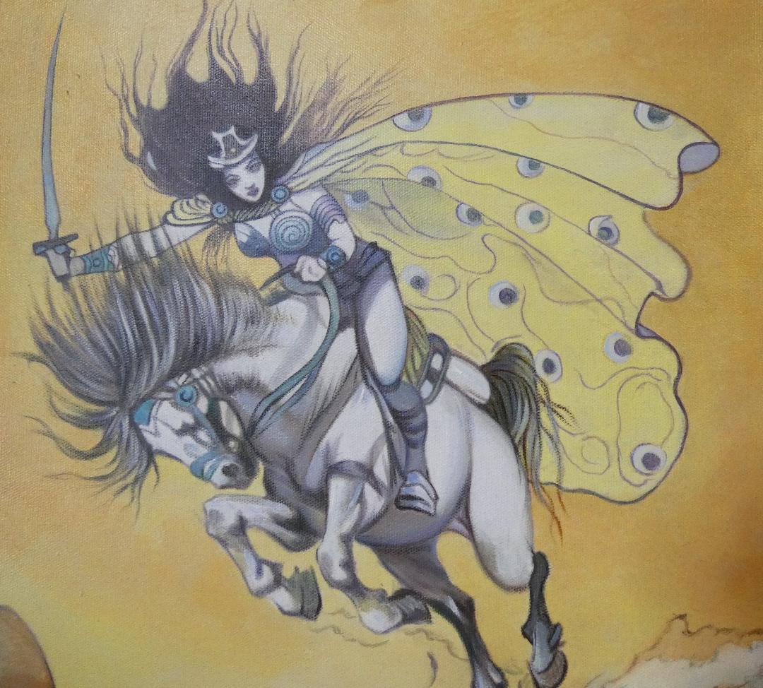 油絵　額付き　天野喜孝　 F8 【　人物　】手描き　肉筆