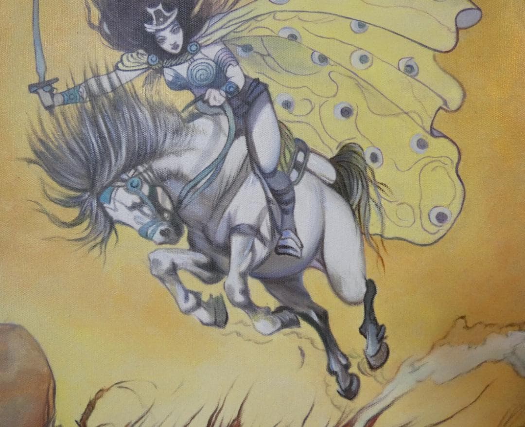 油絵　額付き　天野喜孝　 F8 【　人物　】手描き　肉筆