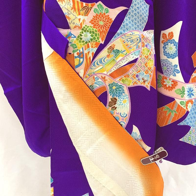 510aj11■ハーフ成人式 卒業式 女児 着物&袋帯&長襦袢 束ね熨斗■美品