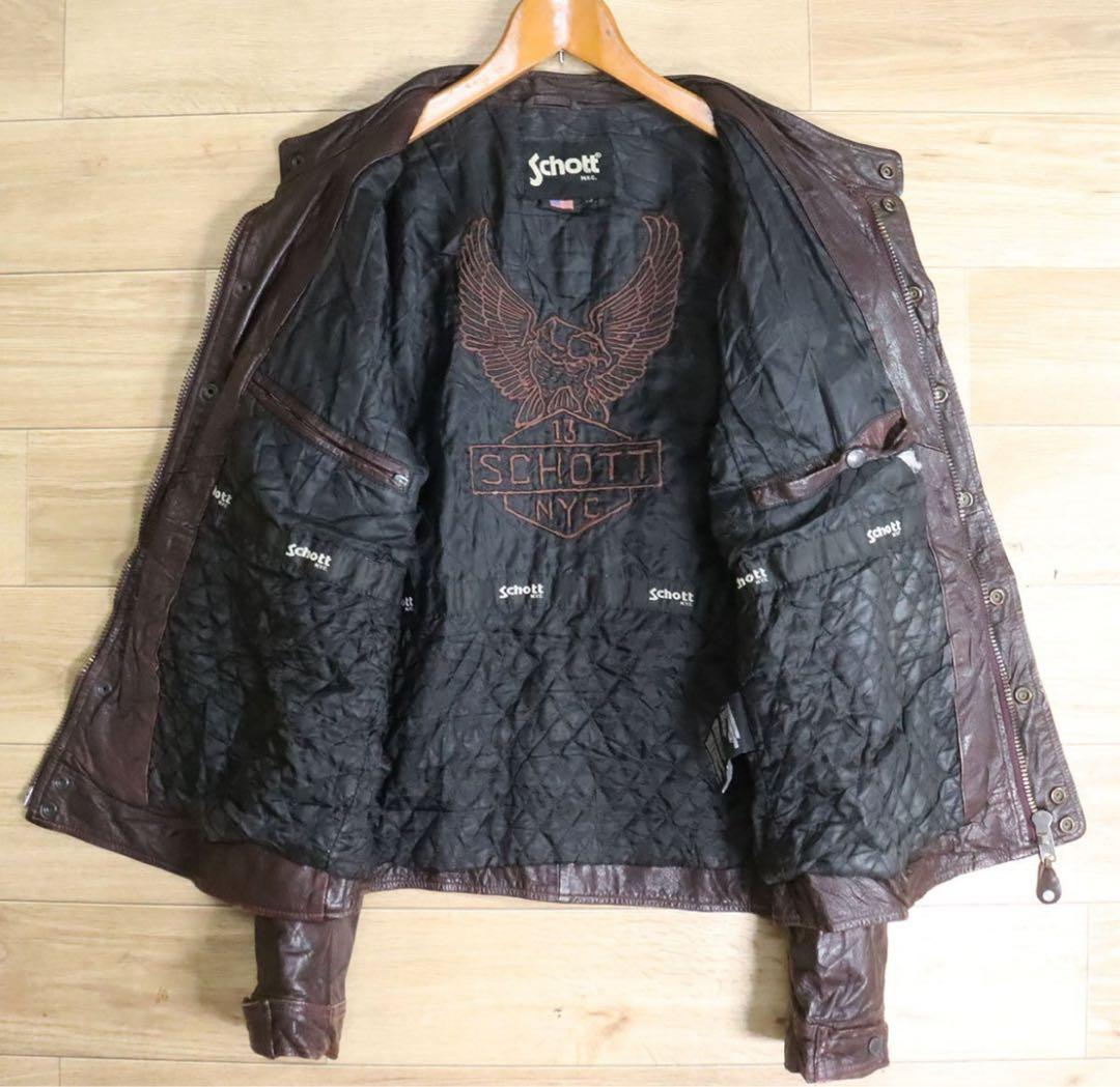 Schott シングルライダース 本革　レザージャケット　刺繍　イーグル