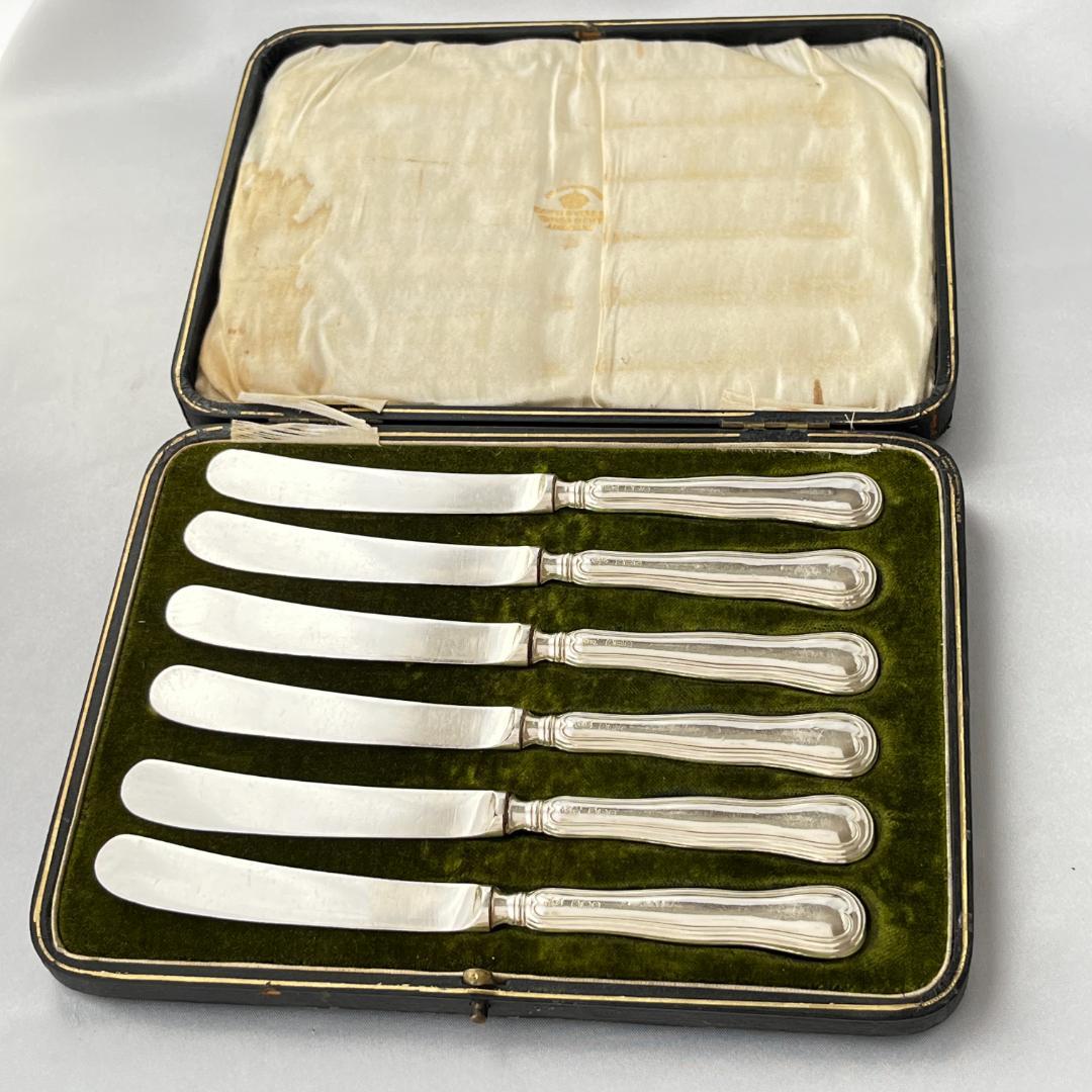 【Mappin & Webb】【純銀ハンドル】 ティーナイフ 6本 ケース