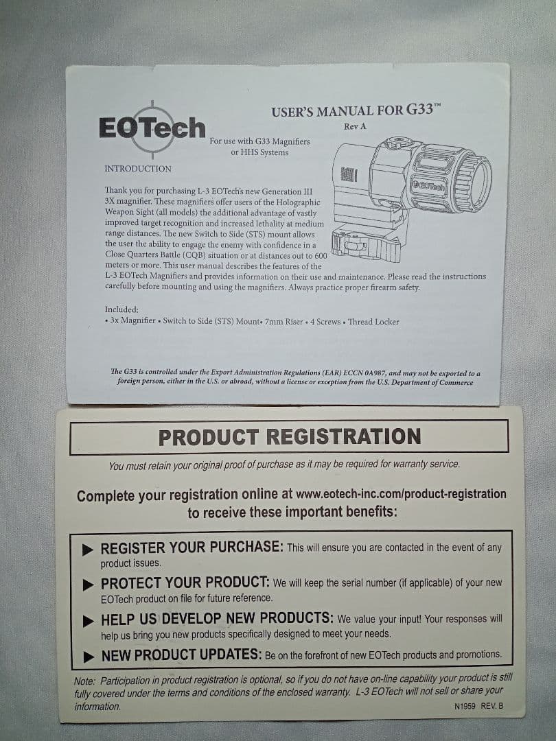 実物 EOTech イオテック G33 STS マグニファイアー ブースター 黒