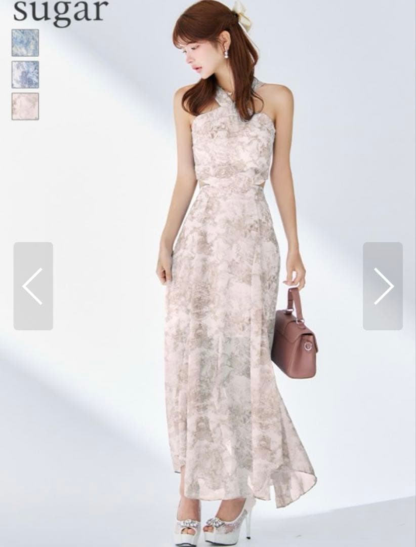 【人気新作ドレス】定価29,700 Andy ロングドレス　ピンクベージュ　S