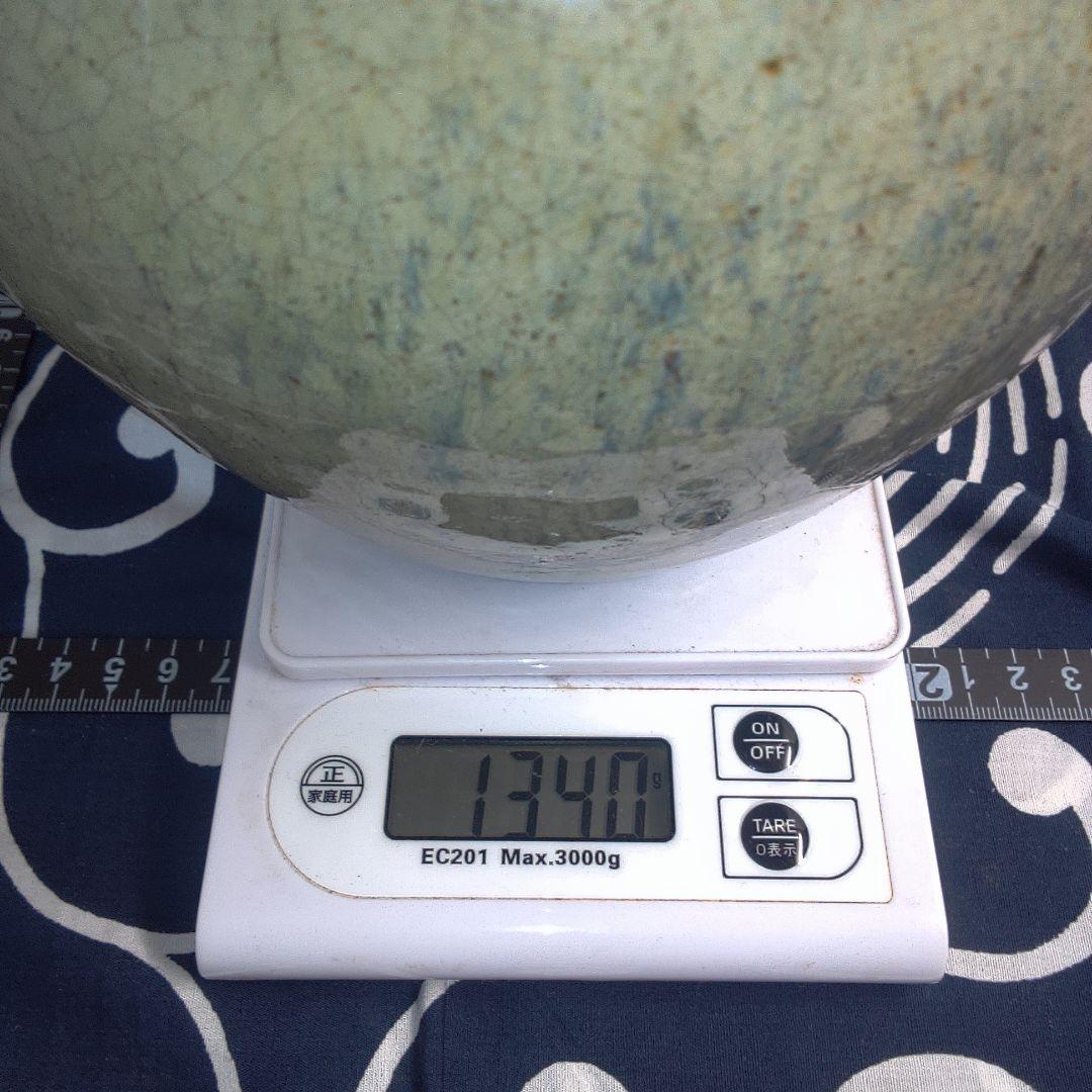 骨董２ 松代焼？青緑色の陶器瓶