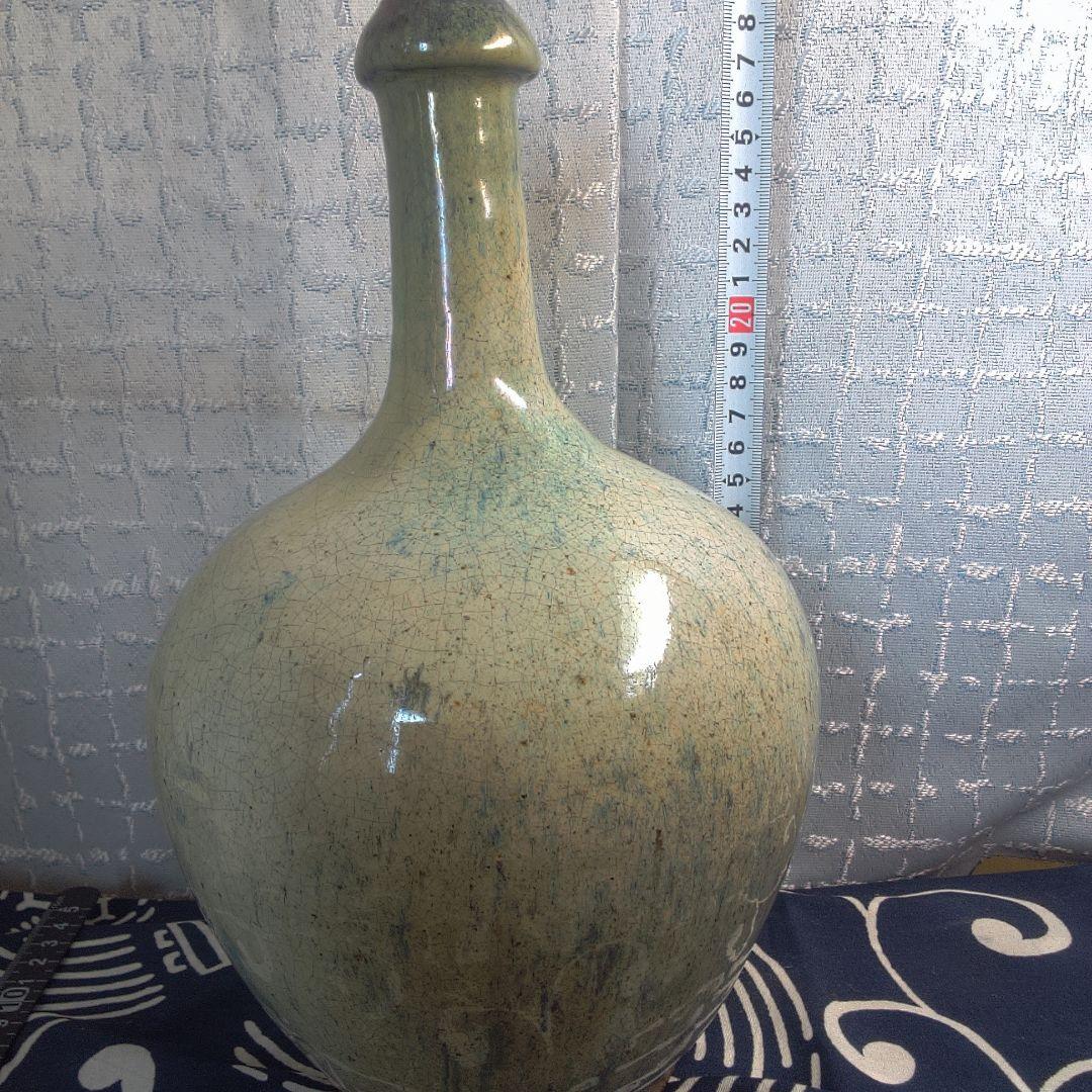 骨董２ 松代焼？青緑色の陶器瓶