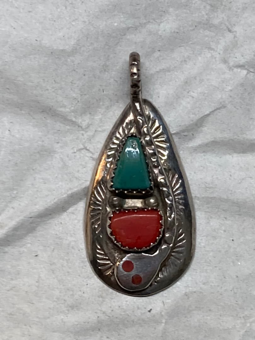 ミズ 刻印 ズニ族 ターコイズ SILVER ペンダント