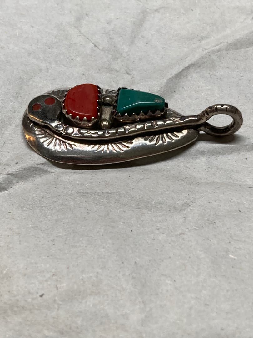 ミズ 刻印 ズニ族 ターコイズ SILVER ペンダント