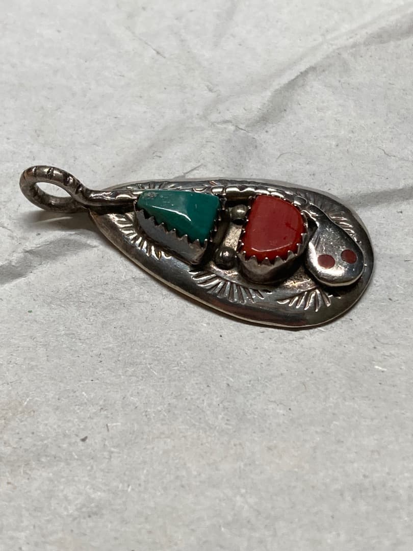 ミズ 刻印 ズニ族 ターコイズ SILVER ペンダント