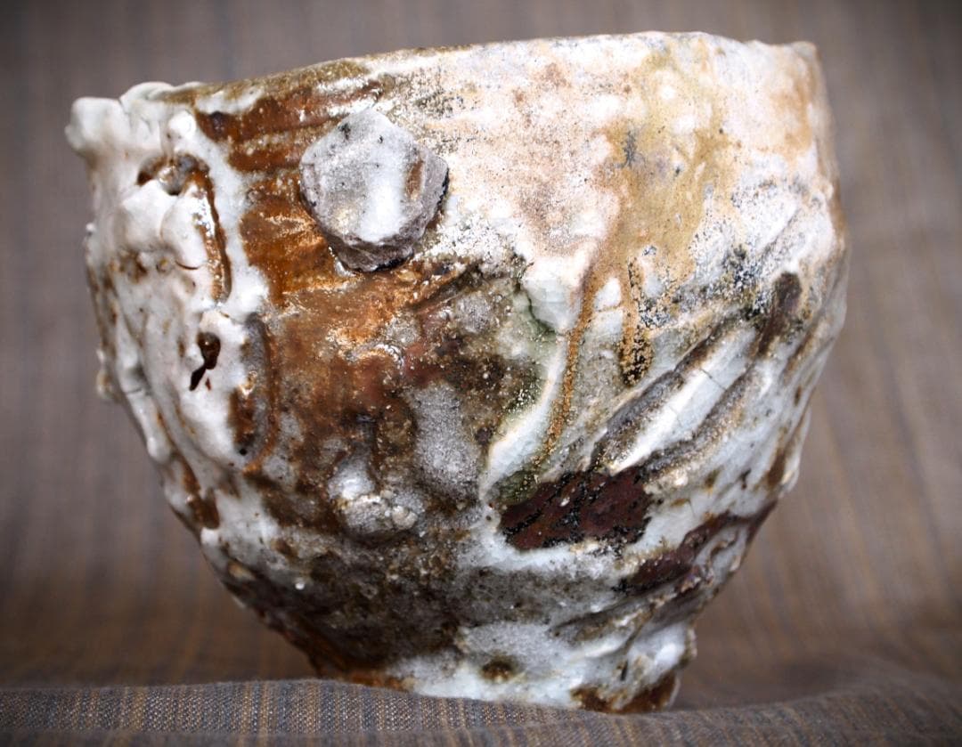 希少作★加藤委★川小牧引っ掻き茶碗★共箱＆陶Vol.85　加藤委