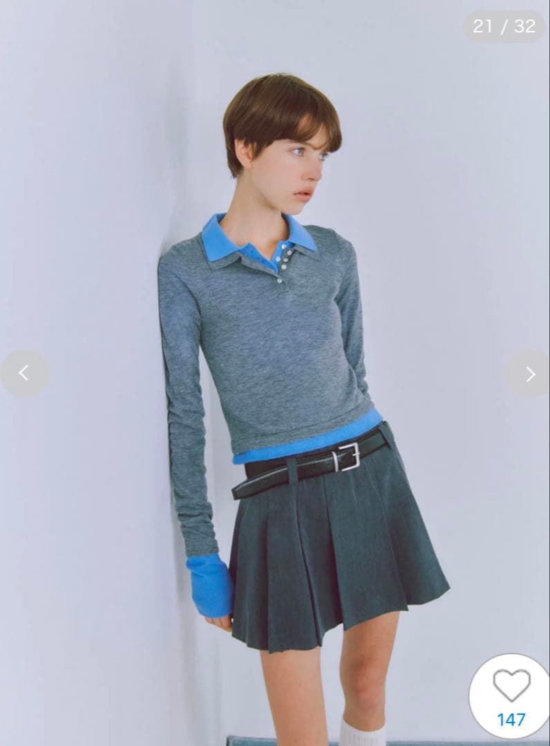 スナイデル　Sustainableレイヤードポロニットプルオーバー