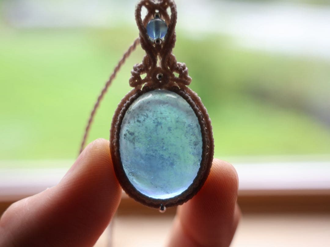 アクアマリン　マクラメ　ネックレス