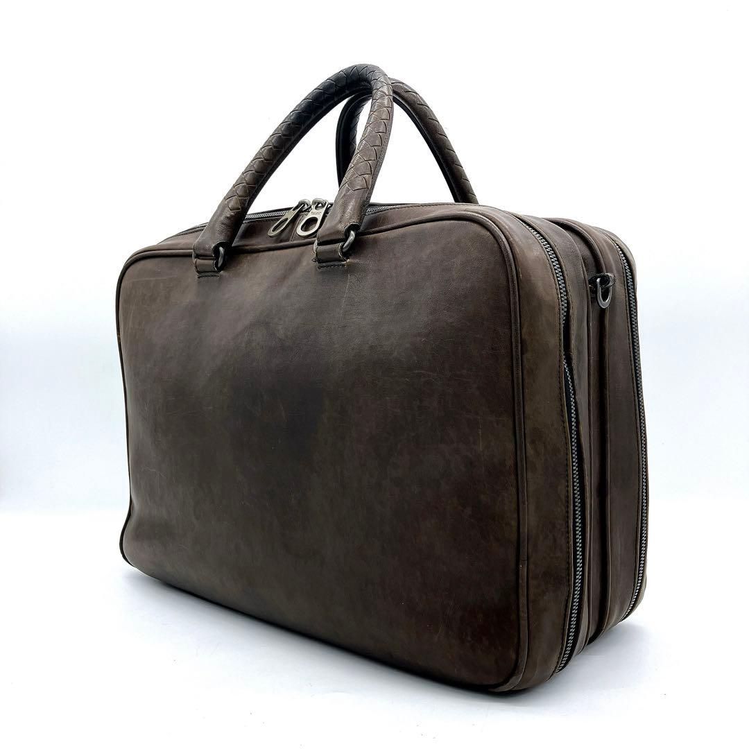 【BOTTEGA VENETA】ビジネスバッグ　イントレチャート　レザー　茶色