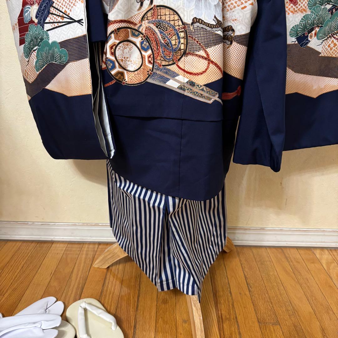 七五三五歳‼️男の子 袴 着物 小物付き 完全️フルセット‼️お家から揃えなし 秀品‼️