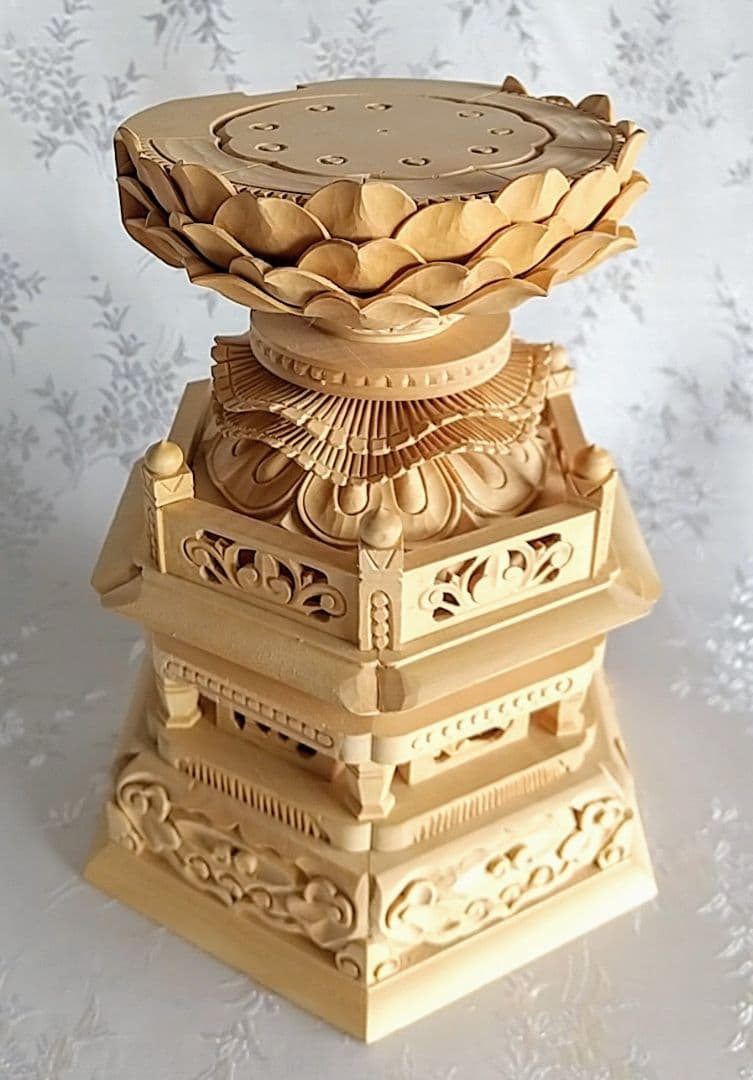 台座のみ 坐像用#543 背切 六角 木彫 仏像付属品