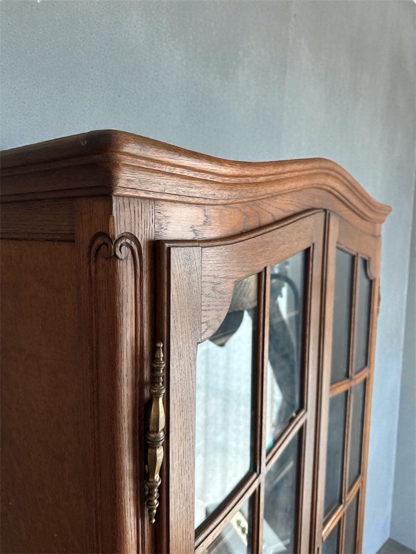 極美品　フランスアンティークガラスキャビネット　イギリスアンティーク　ネコ脚