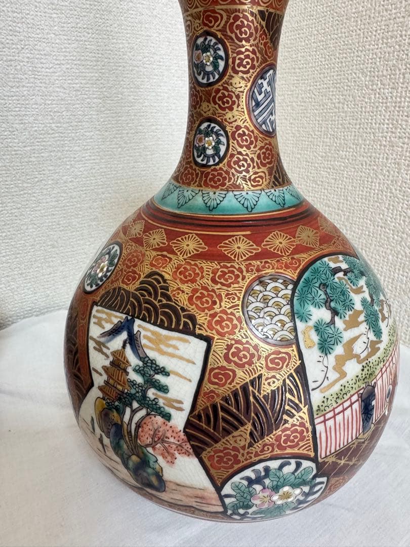 九谷庄三　木米　九谷焼花瓶　アンティーク