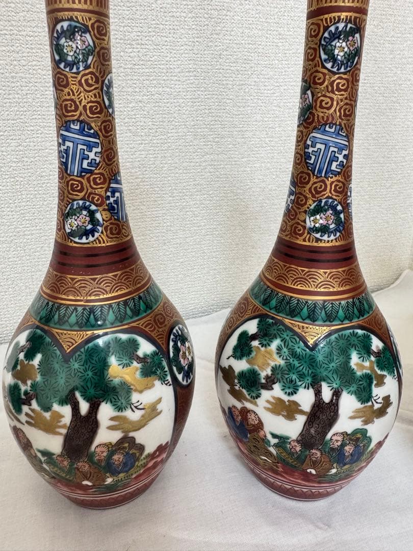 九谷庄三　木米　九谷焼花瓶　アンティーク