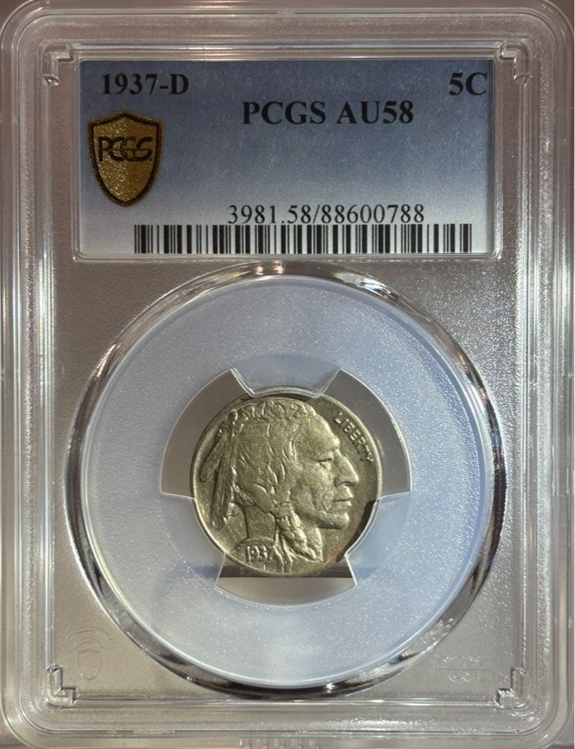 1937年インディアンヘッドバッファローニッケル5セント PCGS認証 トーン❗️