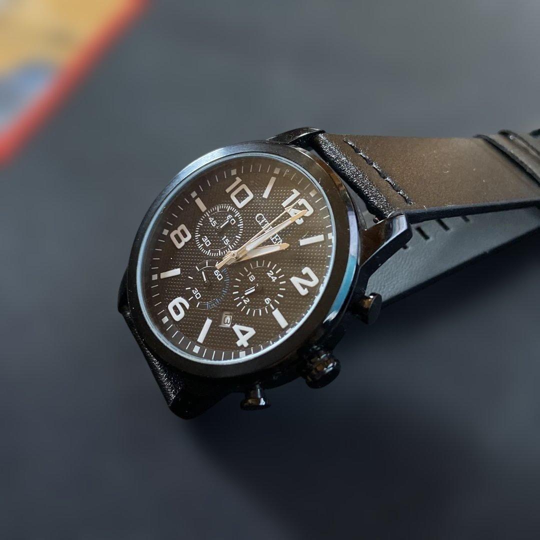 CITIZEN クロノグラフ ブラック腕時計　ANA