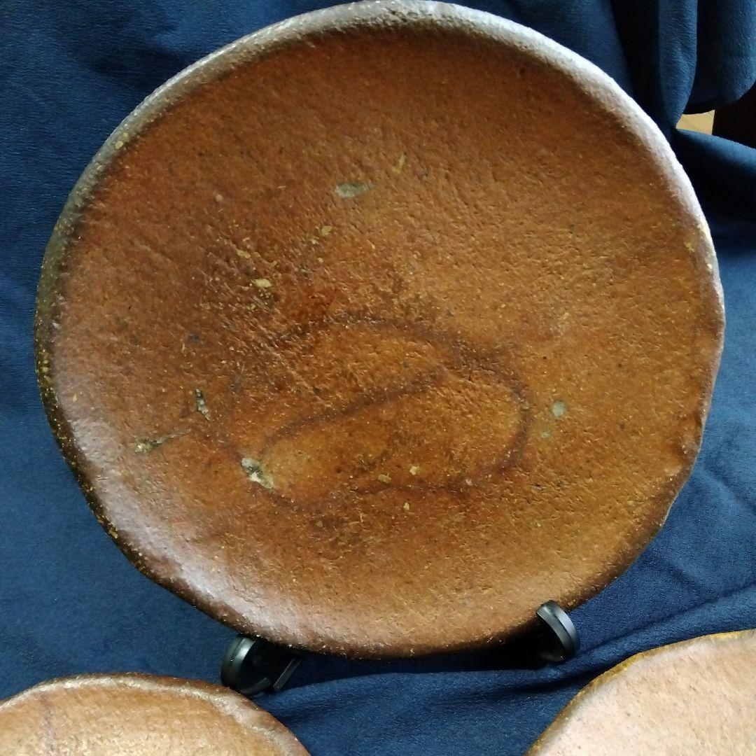 作家物　備前焼　平皿3枚　約２２．５ｃｍ　焼き物
